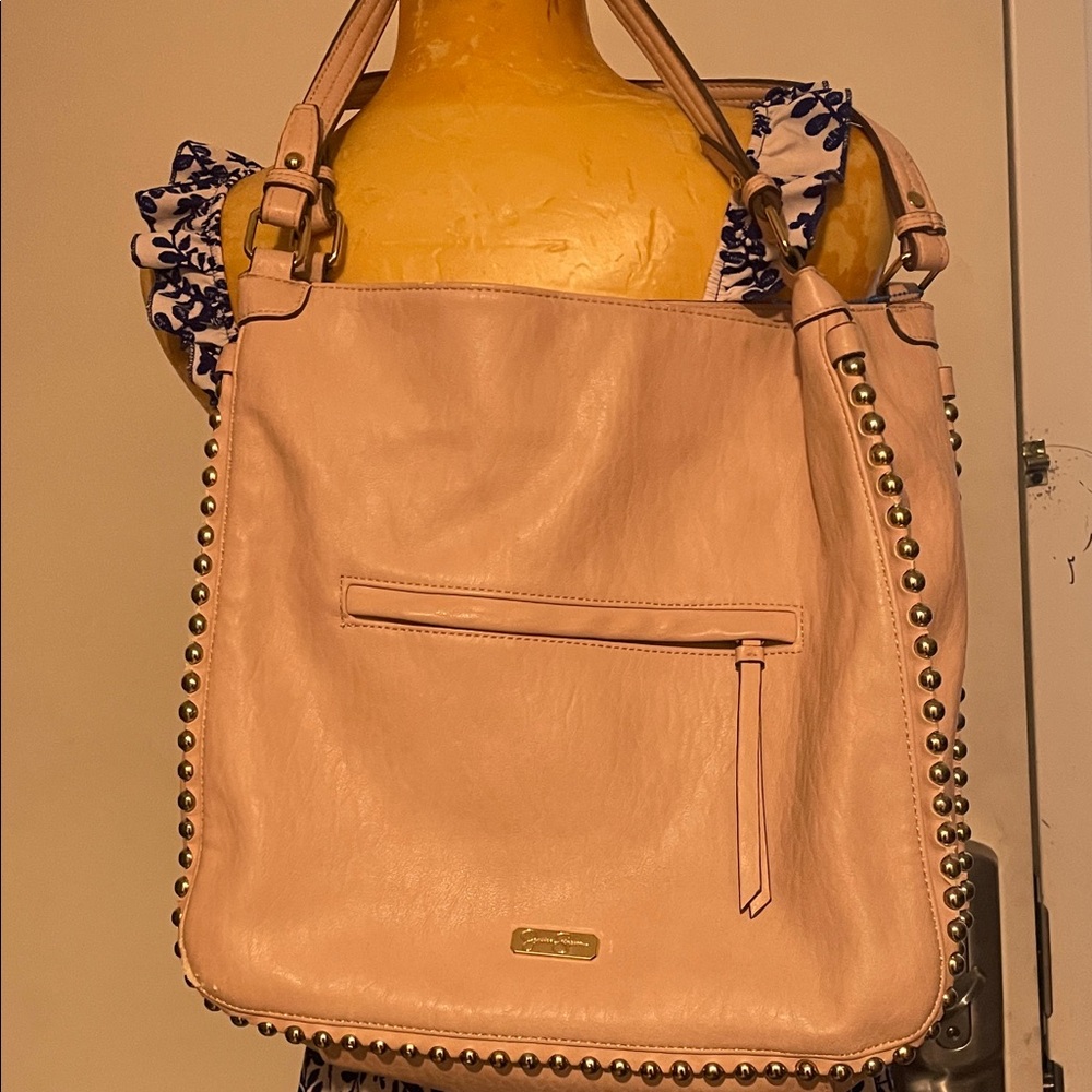 Jessica Simpson leather Soft Blush Studded Tote Bag -